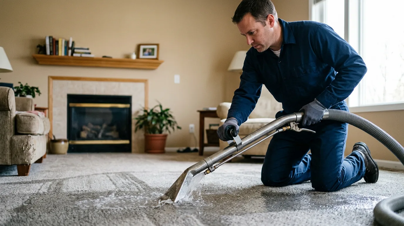 Water damage restoration technician working near Atkinson, IL